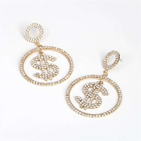 DOLLAR SIGN HOOP EARRINGS